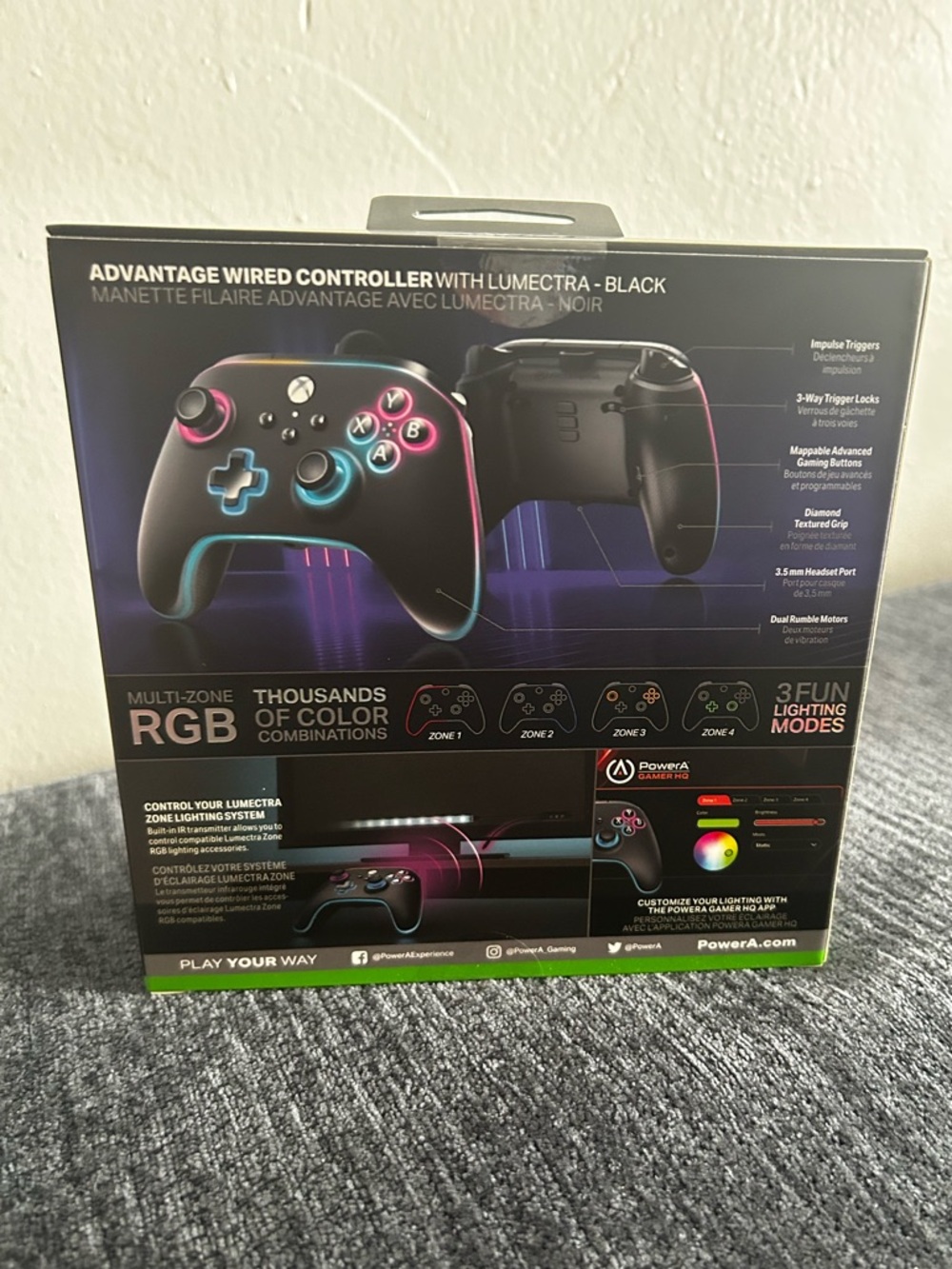 PowerA Advantage Wired Controller for Xbox with Lumectra -Black - Picture 2 of 4